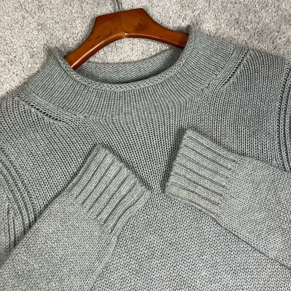 J.Crew Always Sweater Oarsman Womens Medium Gray Cotton Mock Neck Ribbed Knit